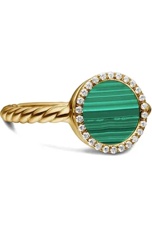 David Yurman 18kt geelgouden Petite DY Elements armband met malachiet en diamant (11,3mm)