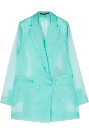Max Mara Negrar organza blazer met dubbele rij knopen