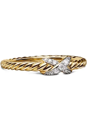 David Yurman 18kt geelgouden Petite X ring met diamant (2.2 mm)