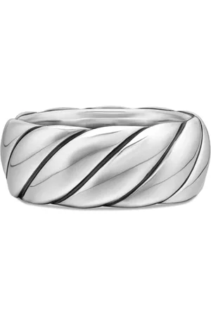 David Yurman Sterling zilveren bewerkte ring met kabelband (9mm)