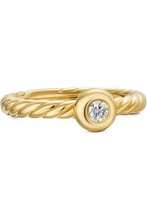 David Yurman 18kt geelgouden Petite Cable ring met diamant (2.8 mm)