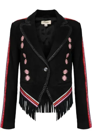 TEMPERLEY LONDON Zola suède blazer met borduurwerk