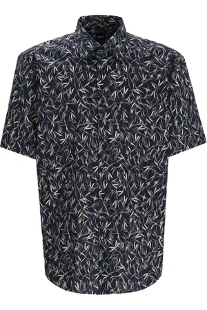 HUGO BOSS Joe overhemd met bladerprint en korte mouwen