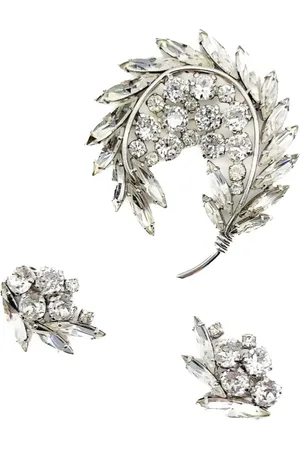JENNIFER GIBSON JEWELLERY 1950s Sherman Floral Navette oorbellen en broche