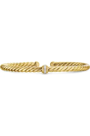 David Yurman 18kt geelgouden Cablespira® Flex Station armband met diamant