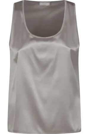 PESERICO SIGN Satijenen tanktop met diepe ronde hals