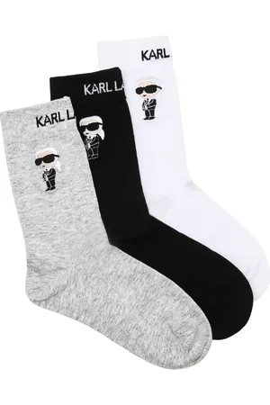 Karl Lagerfeld Drie paar Ikonik intarsia sokken