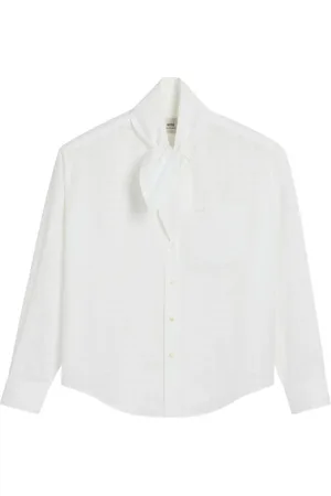 Ami Katoenen shirt met sjaalkraag