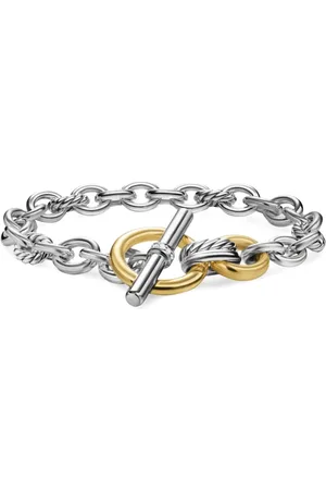 David Yurman 18kt geelgouden en sterling zilveren DY Mercer® Toggle schakelarmband met diamant