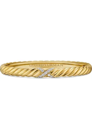 David Yurman 18kt geelgouden Sculpted Cable X Center Station armband met diamant