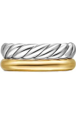 David Yurman 18kt geelgouden en sterling zilveren DY Mercer® Two Row ring