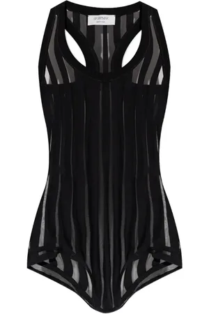 Sportmax Edam doorzichtige gestreepte body