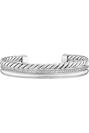 David Yurman Sterling zilveren DY Mercer® Three Row armband met diamant