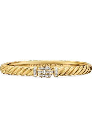 David Yurman 18kt geelgouden Sculpted Cable Buckle armband met diamant