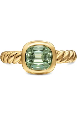 David Yurman 18kt geelgouden DY Mercer® ring met prasioliet