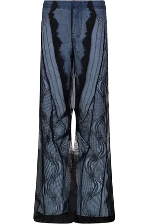 CHRISTOPHER ESBER Jeans met wijde pijpen en doorzichtige laag