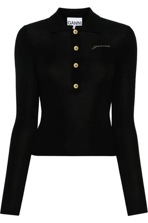 Ganni Poloshirt met geborduurd logo