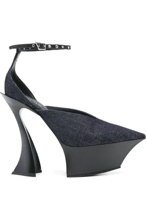 MUGLER 140 mm denim pumps met bandjes