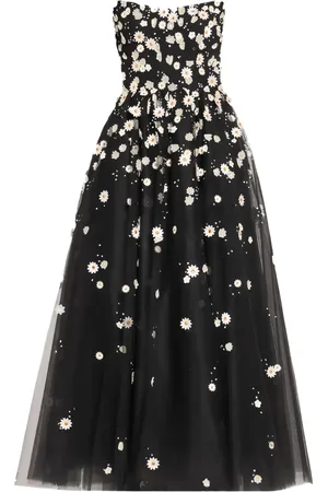 MONIQUE LHUILLIER Jurk met geborduurde bloemen