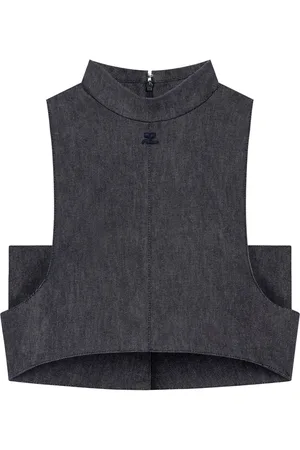 Courrèges Denim top met col
