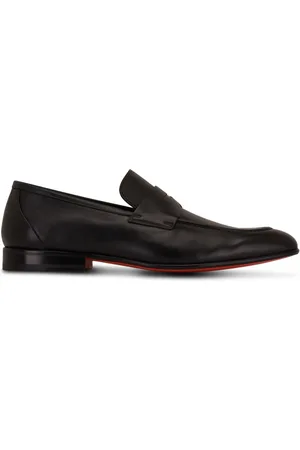 santoni Leren penny loafers