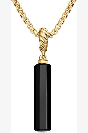 David Yurman 18kt geelgouden Barrel onyx bedel (20mm)