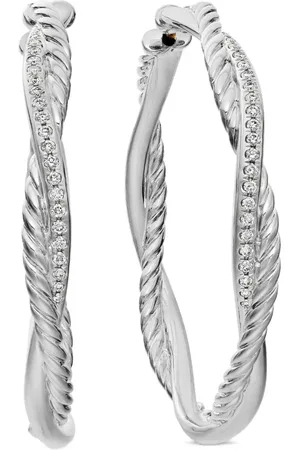 David Yurman Sterling zilveren Infinity oorringen met diamant (42mm)