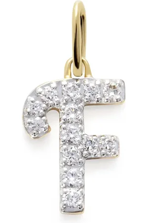 Monica Vinader 14kt geelgouden halsketting met F bedel