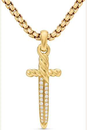 David Yurman 18kt geelgouden Petrvs Dagger diamanten bedel (31,5mm)