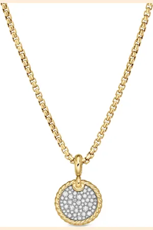 David Yurman 18kt geelgouden DY Elements Disc hanger met diamant
