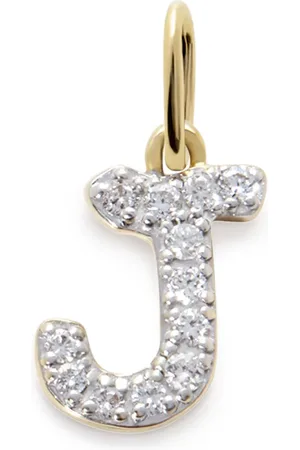 Monica Vinader 14ky geelgouden J hanger met diamant