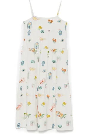Le pandorine Gelaagde jurk met mediterrane print