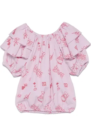 Le pandorine Shirt met print en ruches