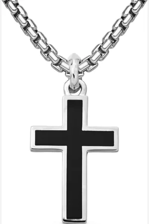 David Yurman Sterling zilveren hanger met kruis van exotische steen en onyx (26mm)