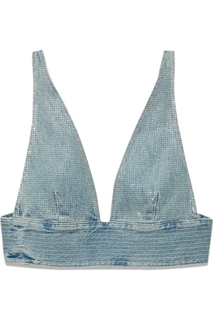 Purple Brand Denim cropped top met stras