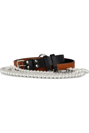 AMBUSH Leren riem met parelband