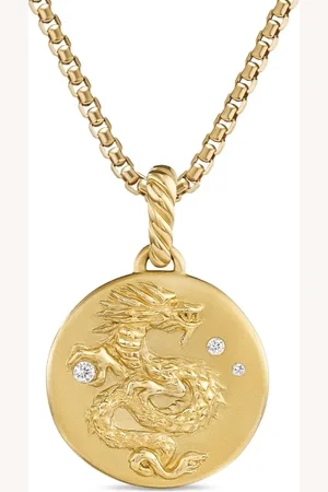 David Yurman 18kt geelgouden Dragon hanger met diamant (28mm)
