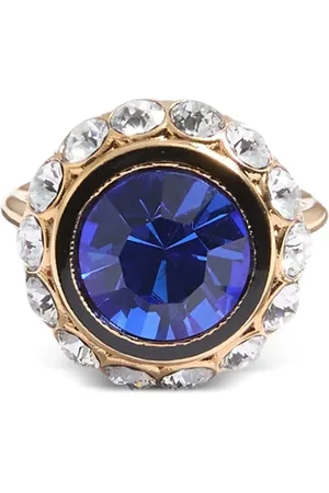 VALENTINO GARAVANI VLOGO SIGNATURE RING IN METAL, ENAMEL AND CRYSTALS