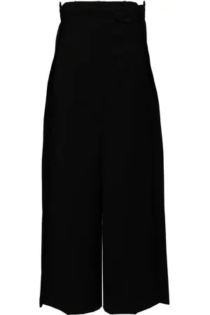pushBUTTON Black Side Folded broek met wijde pijpen