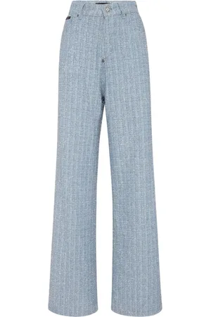 Philipp Plein Tweed jeans met wijde pijpen