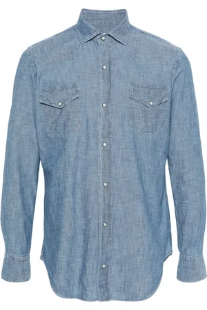 ELEVENTY Chambray overhemd met drukknopen