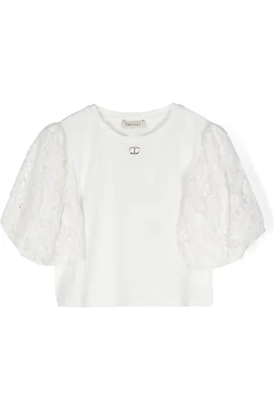 Twin-Set Jersey shirt met kanten mouwen
