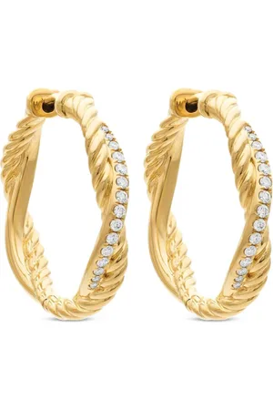 David Yurman 18kt geelgouden Petite Infinity oorringen met diamant (17.3 mm)