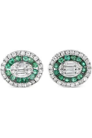 LB Exclusive 18kt witgouden oorbellen met diamant en smaragd