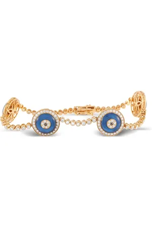 LB Exclusive 18kt geelgouden Evil Eye armband met diamant en topaas