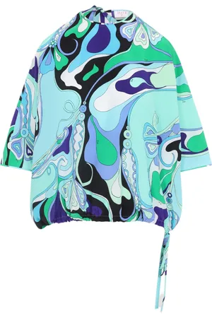 Puccini Zijden blouse met orchidee