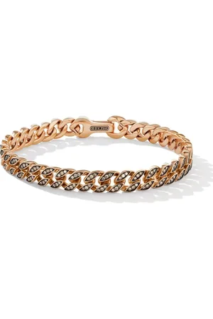 David Yurman 18kt roségouden gewelfde schakelarmband (8mm)