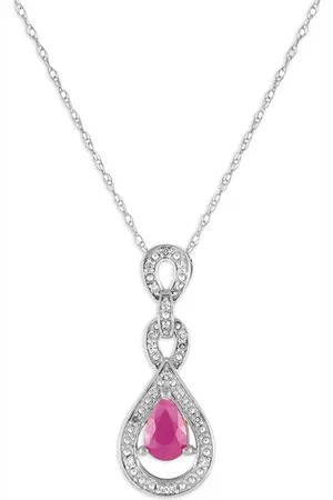 LB Exclusive 14kt witgouden halsketting met diamant en robijn