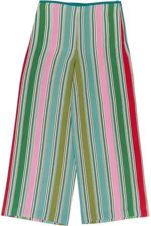Loro Piana Veelkleurige zijden broek met wijde pijpen