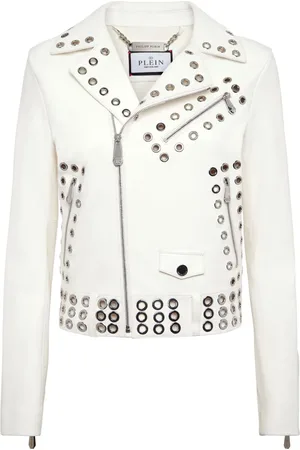 Philipp Plein Leren bikerjack